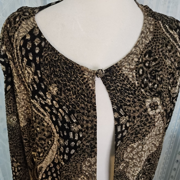 Lot - MSK XL Black Gold Paisley Open Front Cardigan + Chico’s Size 1 Tunic - Picture 2 of 7